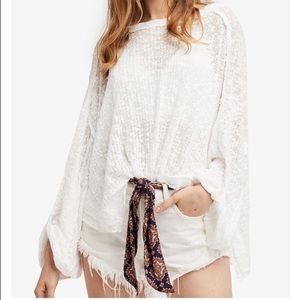 Free People Hacci Island Girl White Sweater Top
